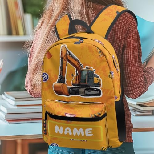 Customized Backpack for Boys School Bag Custom Bookbag for Kids Toddler Back to School Gifts for Kids Excavator Bookbag for Kindergarten/Preschool/Elementary(17 Inch)4