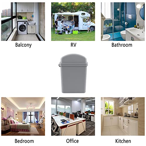 Image of Cand 4 Pack 7 Liter Swing Top Trash Can, 1.8 Gallon Plastic Garbage Can, Gray Dustbin