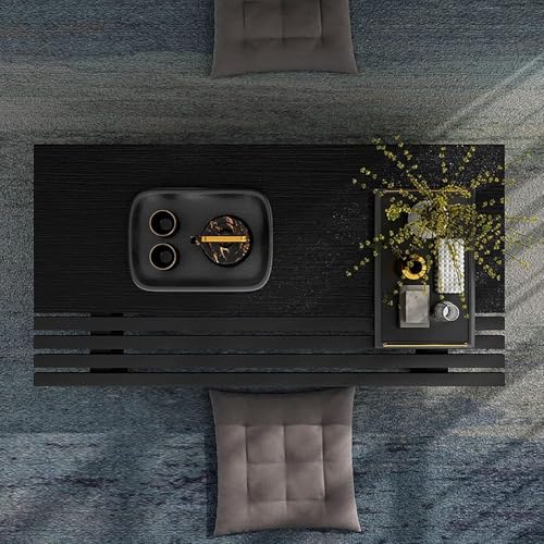 Image of Premium 70-cm Long Japanese Style Low Height Floor Meditation /Coffee /Tea Table for Living Room, Bedroom, Balcony, Small Floor Study /Laptop Table. (Black)
