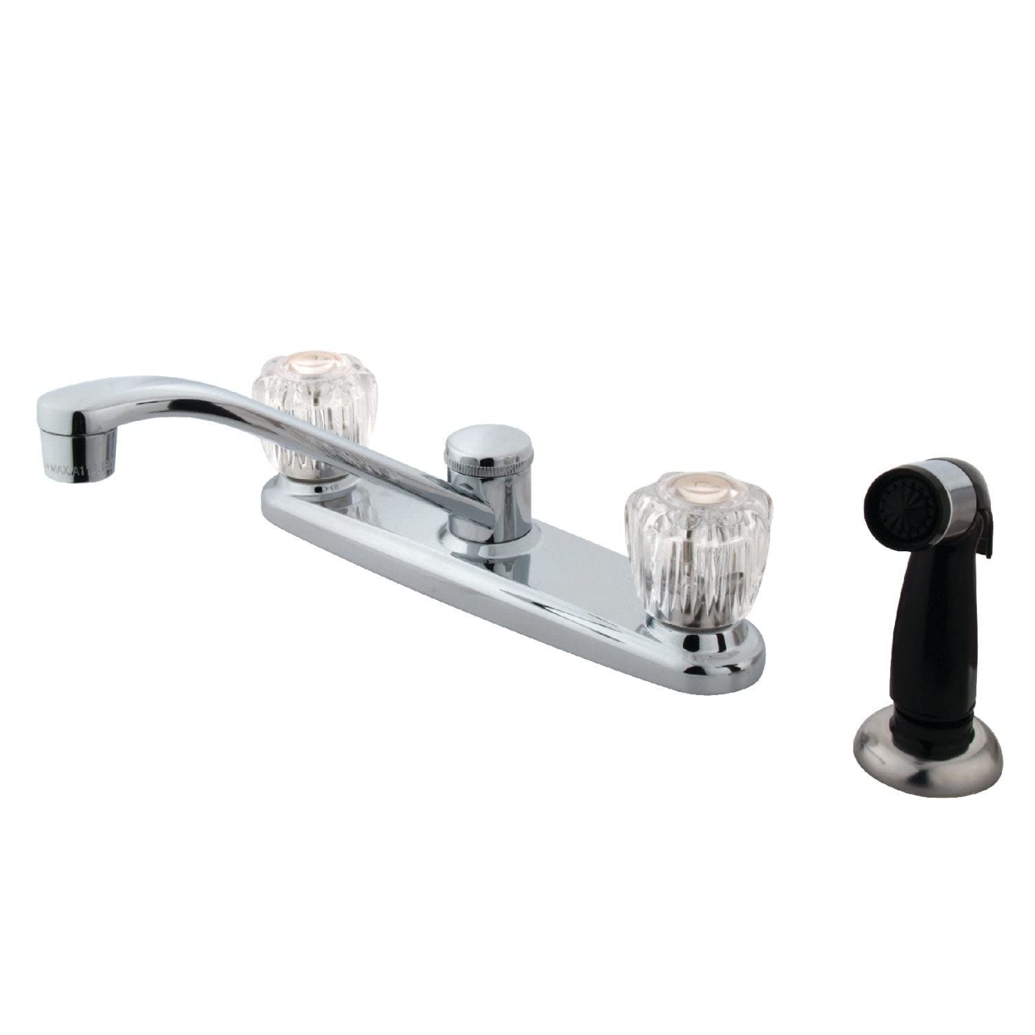 Robinet de cuisine en laiton Kingston KB112 Americana avec douchette latérale chromée 7-5/8"