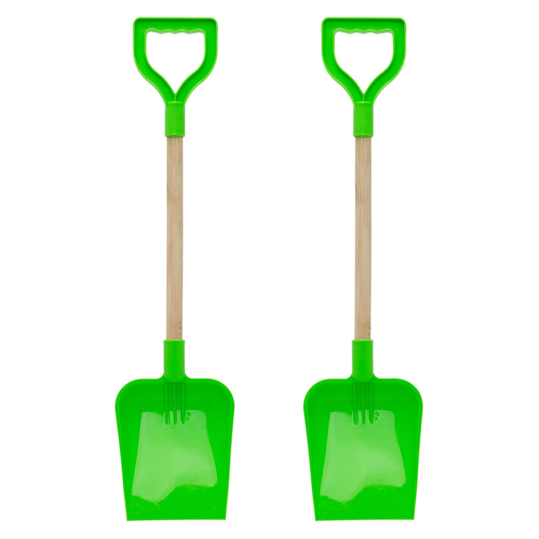 Pack of 2 22-Inch Square End Spade, Beach, Garden and Sandpit ~ Green