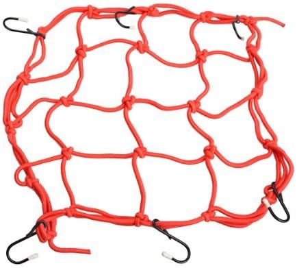 Dealglad® Motorcycle Red Helmet Luggage Cargo Bungee Net with 6 Hooks Hold Down