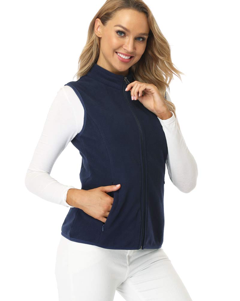 fuinloth Gilet in pile da donna,Termico Senza Maniche Elegante Collare Eretto con Zip e Tasca