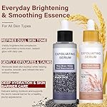 Glow Rice Ampoule Duo, White & Black Rice Exfoliating Essence Serum with Hyaluronic Acid, Gentle Face & Body Care for Pore Refining & Hydration, Duo Pack 80ml Each - Image 3