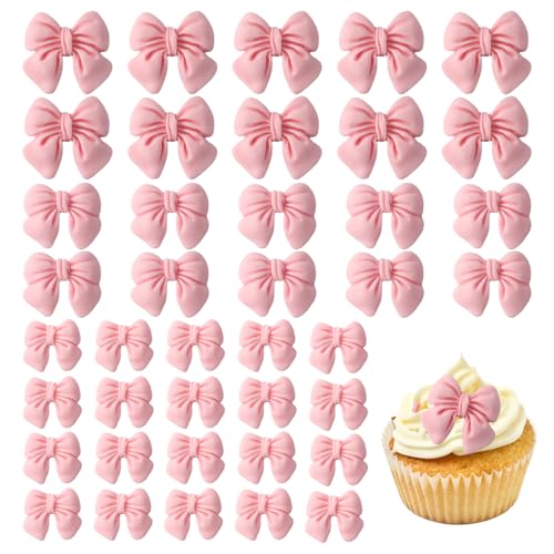 40 PCS Bow Cake Topper, Exquisite Bow Cupcake Toppers, Single Bride Engagement Wedding Baby Shower Party Decorations
