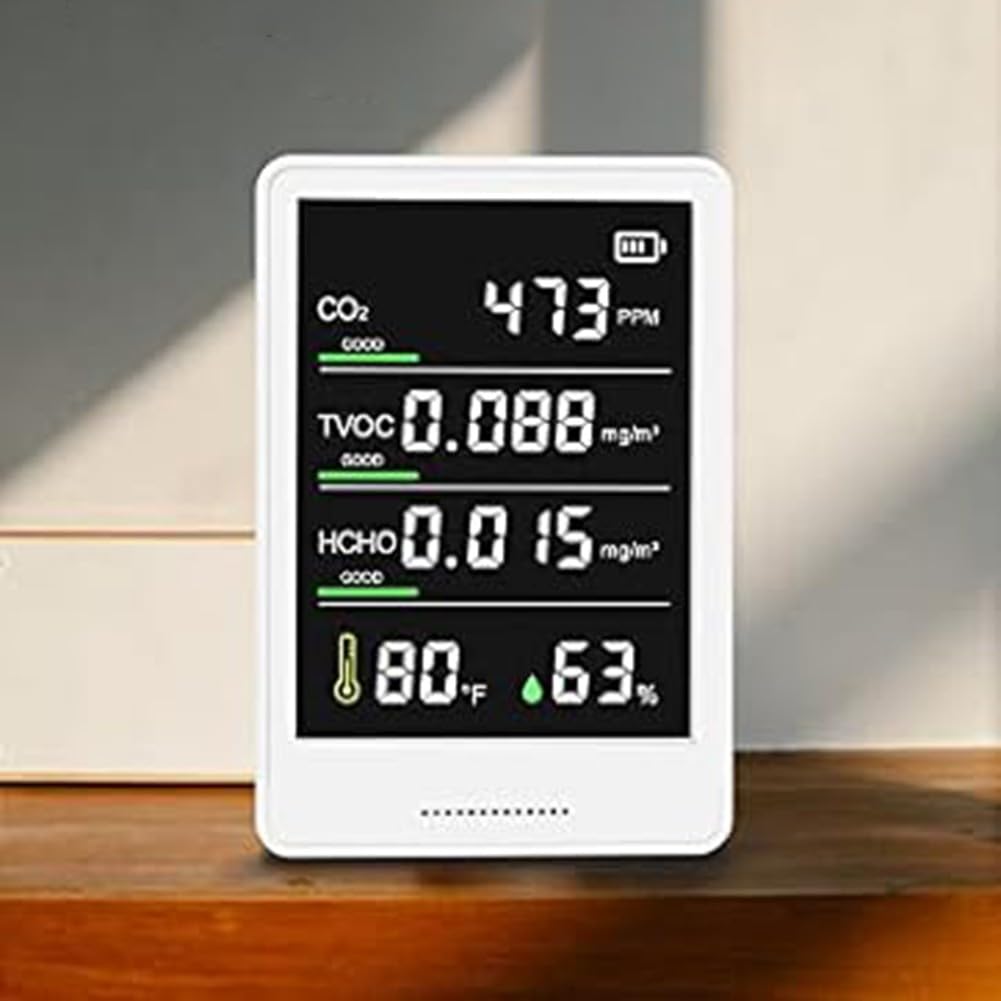 Monitor della qualità dell'aria con rilevatore di formaldeide, misuratore per ufficio domestico, misuratore digitale di umidità della temperatura, tester COV PM2.5, sensore interno