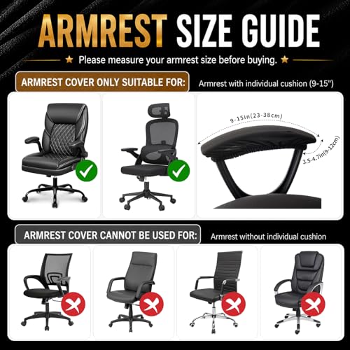 Image of Stretch Computer Office Chair Cover with Armrest Covers Durable Zipper Universal Washable Removable Spandex Rotating Boss Chair Slipcovers Anti-dust Soft Desk Chair Seat Protector (Green)