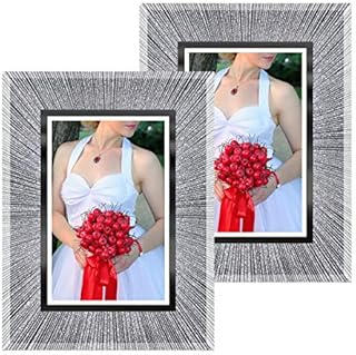 Q.Hou 6X4 Photo Frame Sparkle Glass Picture Frame Set of 2 for Tabletop or Wall Mount (UK-QH-003GL-4X6) (UK-QH-003GL-4X6)