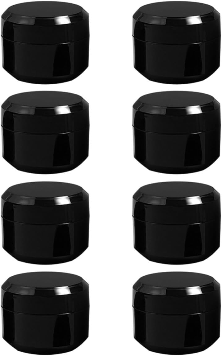 ORFOFE Cosmetic Jars Black for Packing Cosmetics 8pcs Refillable Face Cream Containers Pp Leak-proof with 5g 15g 30g Capacity in Your Toiletry Case or Bag