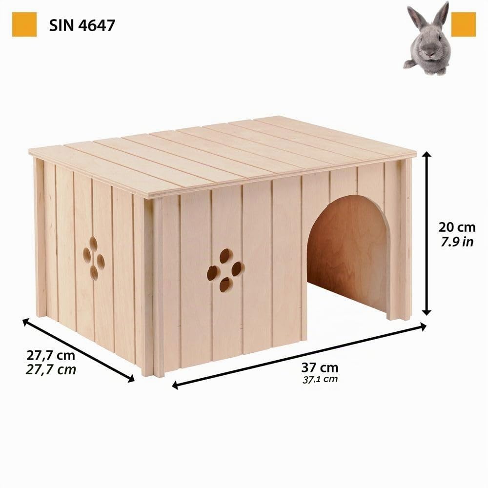 Ferplast Maison en Bois pour Lapins Cochons d'Inde Hamsters Sin 4647 FSC 37x27,7xH20 cm Taille XL