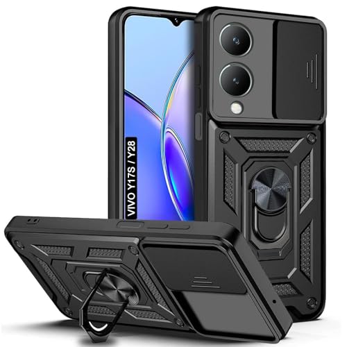 Image of AIBEX Back Cover for Vivo Y28 5G / Vivo Y17s 4G | D10 Tough Armor Case | Sliding Camera Shield | 360 Protection | Kickstand Ring Holder | Military-Grade Shockproof Bumper Case