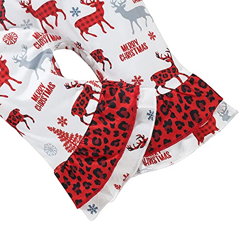 Pasgeboren Baby Meisje Kerst Romper Lange Mouw Jumpsuit Bodysuit+Hoofdband 2 stks Kleding Set, Rood, 12-18 Maanden - Afbeelding 6