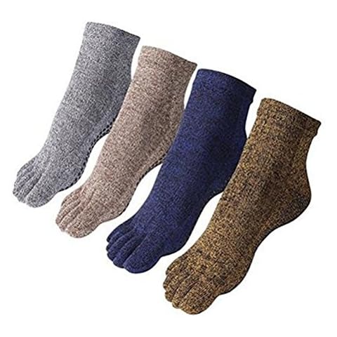 SANIQUEEN.G 4 Pairs Men's Five-toe Anti-skid Yoga Socks Breathable Yoga Men Dispensing Socks (Group 3) Cover