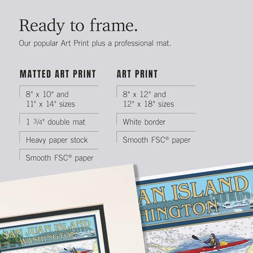 Lantern Press 8x10 Inch Matted Art Print Wall Decor, San Juan Island, Washington, Nautical Chart - Image 6