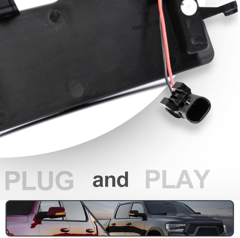 2Pcs Amber Sequential Blink Dynamic LED Side Mirror Marker Lights for Dodge Ram 1500 2019-2024 Blinker Indicator Turn Signal Light Smoked Lens