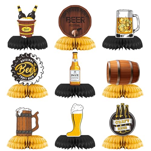 Luoyiyuan Decoración de mesa de panal de abeja para Oktoberfests de Baviera, 9 piezas elegantes centros de mesa para festivales de cerveza, suministros de fiesta