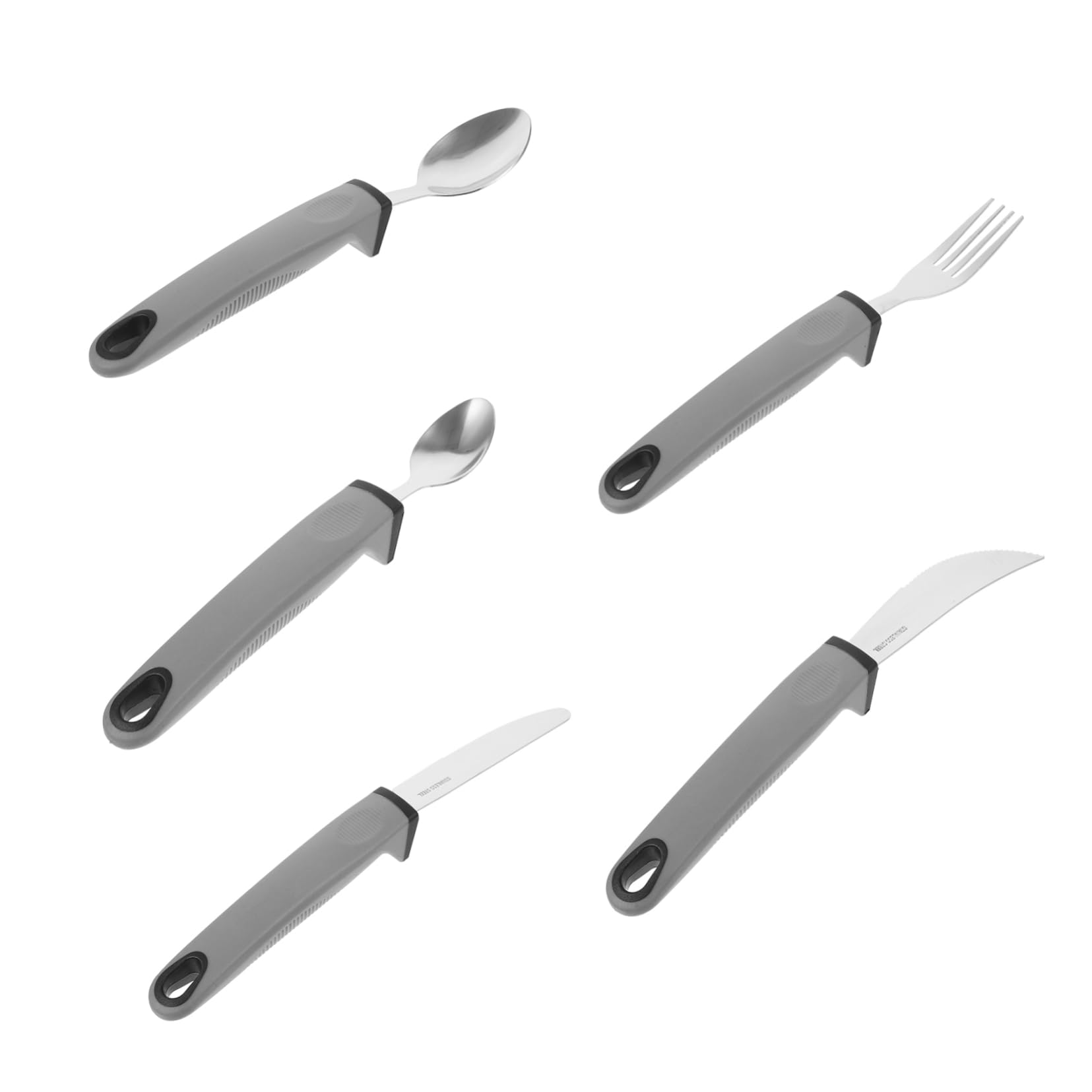 NAMOARLY Adaptive Silverware Set 5pc Weighted Knives Forks Spoons Stainless Steel Silverware Set for Elderly Kitchen Cutlery