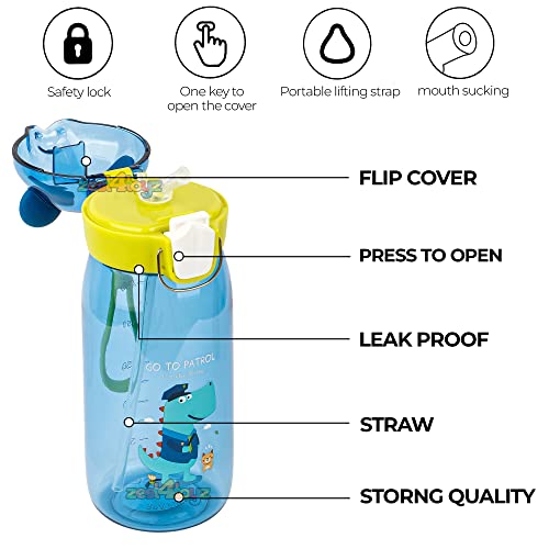 Image of Zest 4 Toyz Water Bottle for Kids Cute Cartoon Sipper Bottle for Kids Water Bottle Anti-Leak BPA Free (550 ML) Teddy Shape (Animal Themed)- Green
