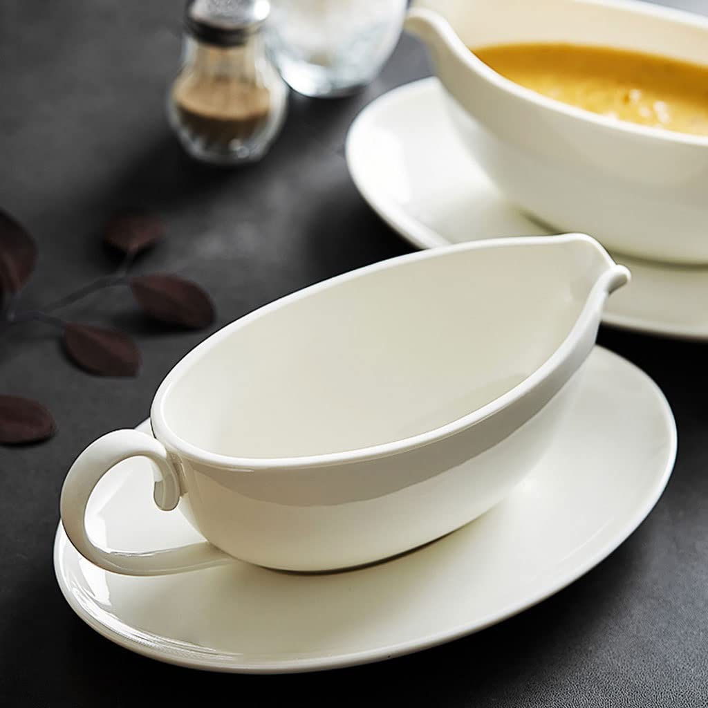 Barca per salsa di sugo facile da versare Secchio di succo di ceramica bianca della barca di sugo con piastra western tableware bistecca salsa cottura brocca di latte brocca di latte brocca di latte b