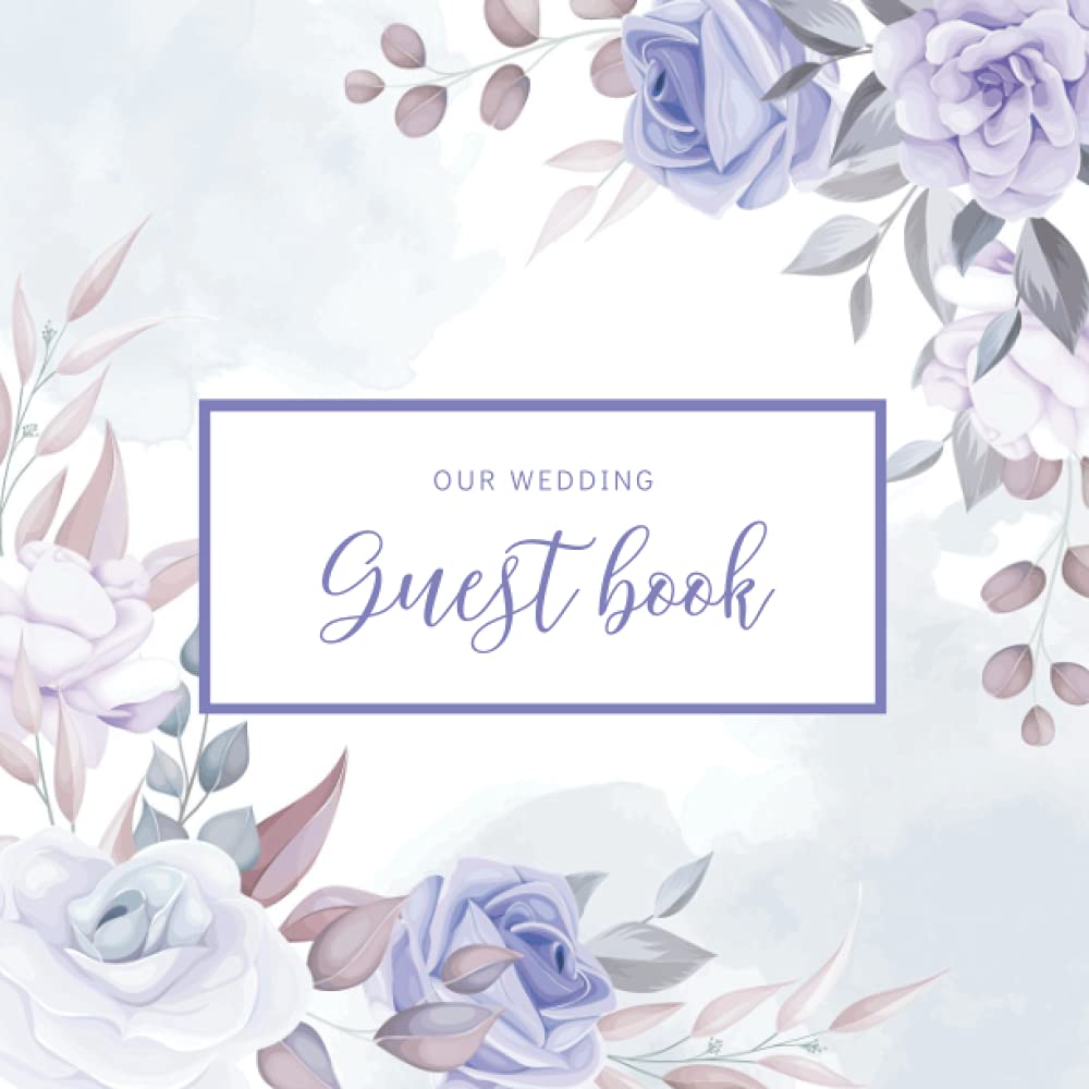 Wedding Guest Book: Purple Lavender Floral Theme | Up to 200 Guest Entries