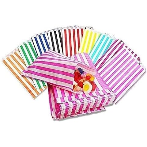 1000 Mixed Colour Striped Paper Bags Cover