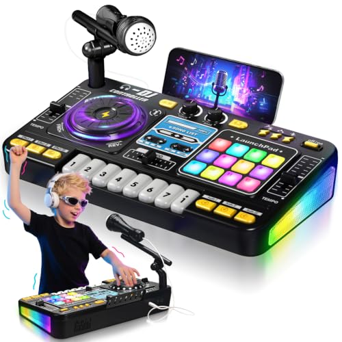DJ Mixer for Kids, Toddler DJ Mixing Table with DJ Turntable, Gam...