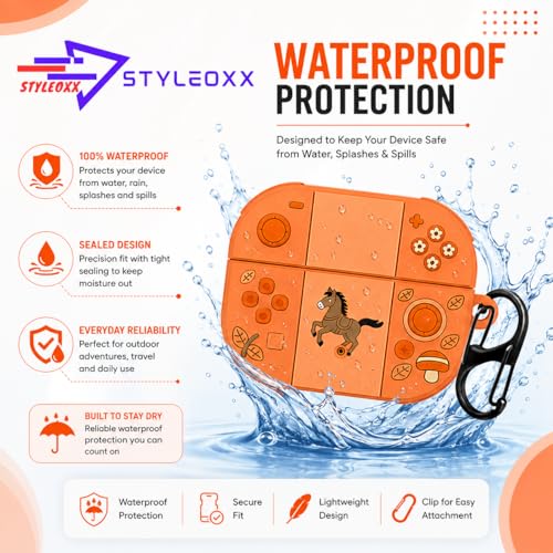 Image of Anvique Silicone Case Cover for Oneplus Nord Buds 4 Pro, Scratch Resistance, Shock Absorption, with Premium Carabiner (Horse Orange S)