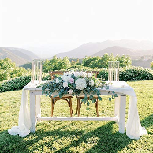 B-COOL Chiffon Table Runner Fall 27x120 inch Ivory Chiffon Overylay Wedding Runners Holiday Table Runners Long Table Runners for Wedding Party Decorations