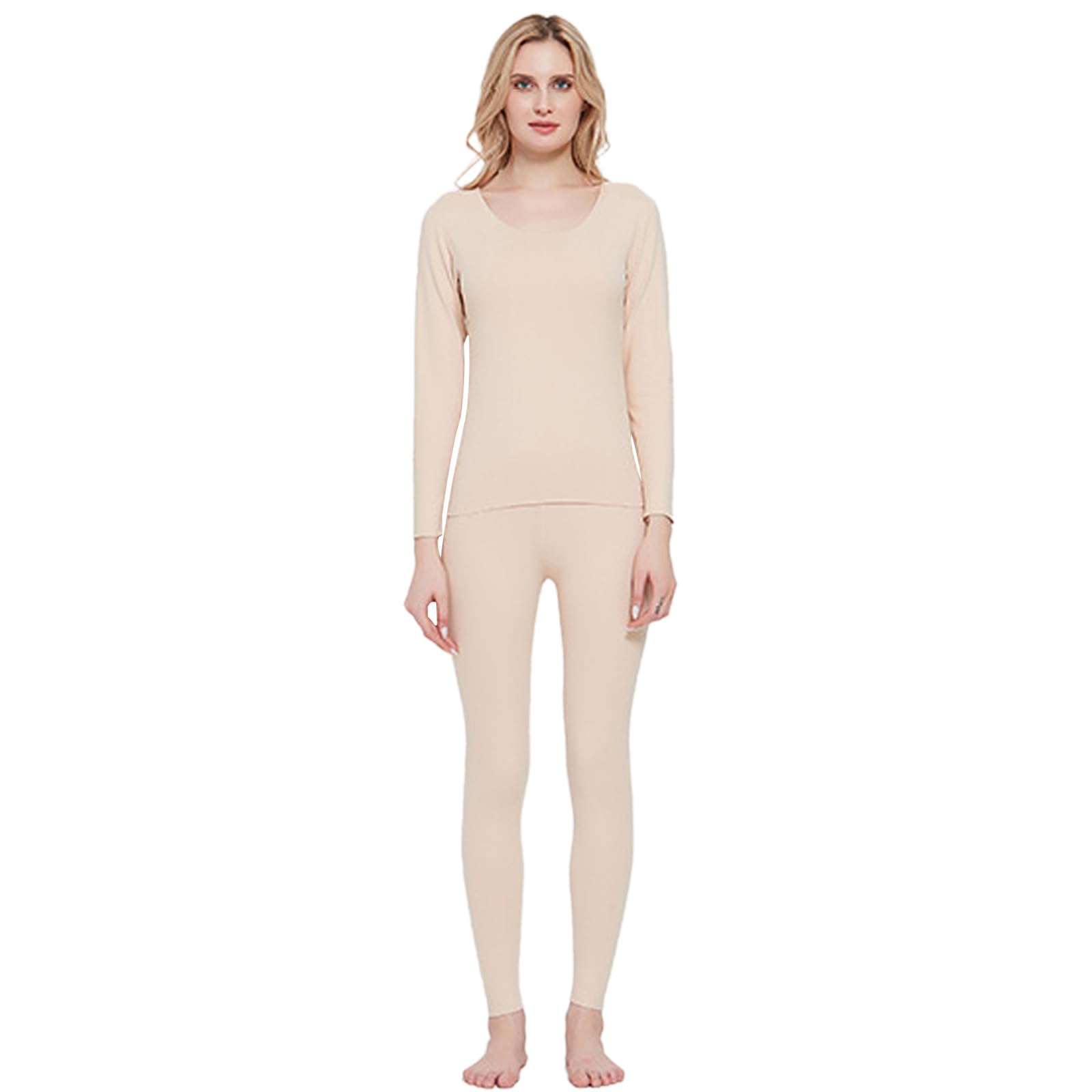 Intimo Termico Set Donna Maglia Termica a Maniche Lunghe e Pantaloni Biancheria Intima Termica Base Layer Traspirante Senza Cucitura, Ultra Morbido Completo Termico Invernale