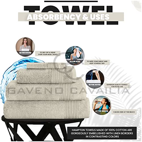 GC GAVENO CAVAILIA New Hampton Pack of 4 Bath Towel Set, 100% Ringspun Cotton, Extra Absorbent 450 GSM Luxury Bath Sheets, Cream, 4PK - Cosy Home Interiors GC GAVENO CAVAILIA New Hampton Pack of 4 Bath Towel Set, 100% Ringspun Cotton, Extra Absorbent 450 GSM Luxury Bath Sheets, Cream, 4PK - Image 3