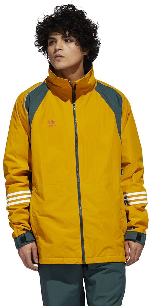 Adidas DNA 10K Snowboard Jacket Mens Sz M Legend Gold/Mineral Green/White