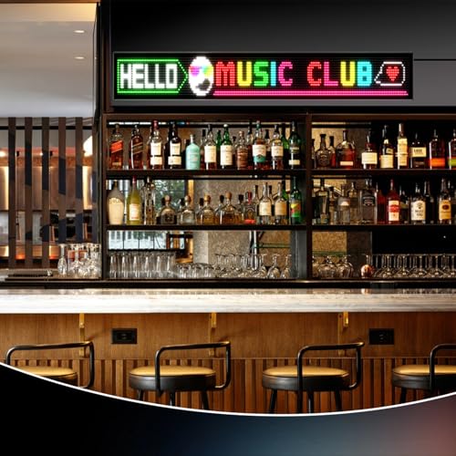 Large Programmable Indoor Window LED Sign, P5 Resolution LED Signs, Bluetooth App, for Business Bars Gaming Rooms Restaurants Festivals (49"x 8") — view 4