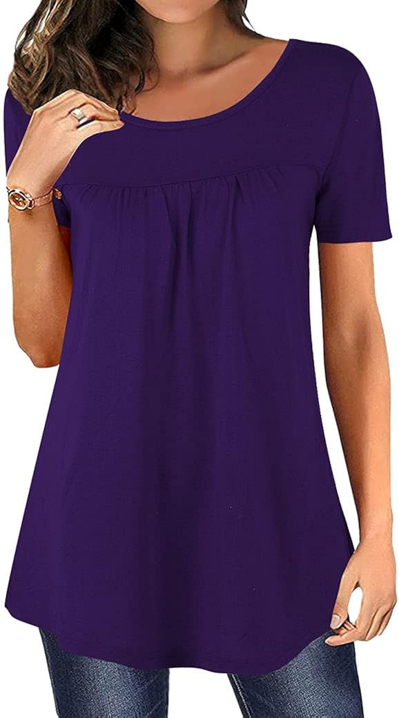 Ezcosplay Womens Round Neck Short Sleeve Floral Print Asymmetric Hem Shirt Tops at  Women’s Clothing store