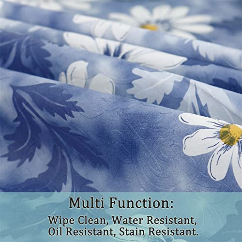 Uxcell Seamless Waterproof Vinyl Round Tablecloth 60" Dia For Wedding/Restaurant/Parties Tablecloth Decoration Blue Flower Pattern Floral Printed #TOP5