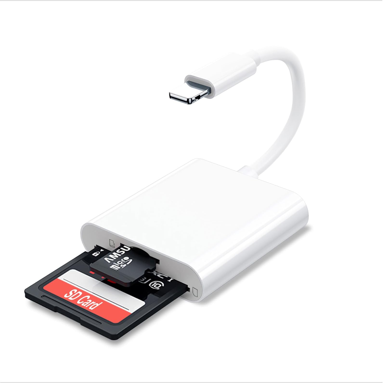 SD Card Reader Adapter, Dual Card Slot Memory Card Reader Support SD/MicroSD Cards, High-Speed Trail Camera Viewer, Portable Sd Card Adapter, Plug and Play