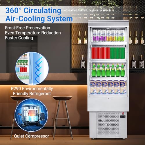 Image of IDEALHOUSE 8.8 Cu.Ft Countertop Commercial Refrigerator Display,Glass Door Cake Fridge,LED Lighting,Adjustable Shelves,White Pastry Cooler