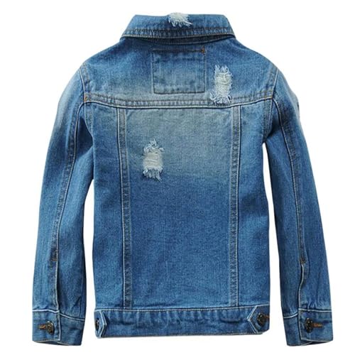 Stylish Distressed Denim Jacket for Kids Long Sleeve Button Up Lapel Collar Denim Coat Girls Casual School Daily Wear2