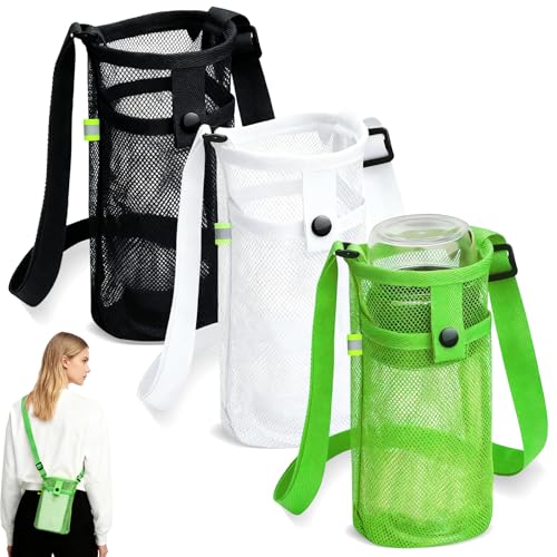 3er Pack Umhängetasche für Wasserflasche, Mesh...