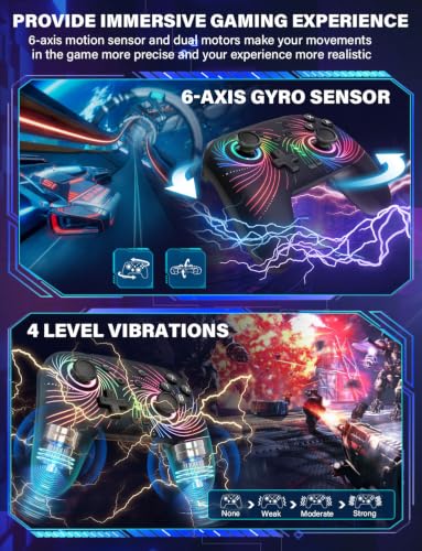 Image of ZRZLMVP Switch Controllers Wireless for Nintendo Switch /OLED /Lite /Switch 2, 1000mAh Rechargeable Pro Controller with 9 Colors LED Light, Switch Remote Control Gamepad with Turbo, Vibration,6 Axis Gyro