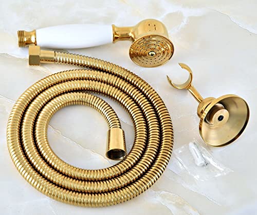 Pommeau de douche en laiton or avec flexible de 1.5M pour une salle de bains luxueuse