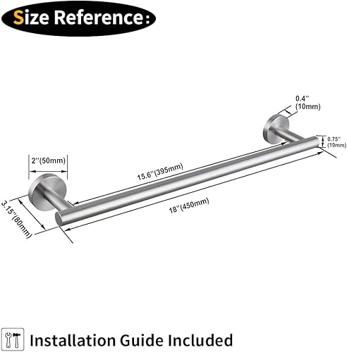 Miniatura 6 de BEIGEEWY Toallero de baño de 18 pulgadas SUS 304 de acero inoxidable, accesorios de baño modernos montados en la pared, acabado pulido