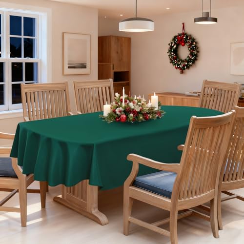 NEWISHER Green Oval Tablecloth 70x90 inch, Heavy Duty Polyester Fabric Table Cloth, Reusable Washable Solid Table Cover for Dining, Kitchen, Party, Wedding, Indoor Outdoor Tabletop Decoration by NEWISHER - Image 3