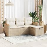 Gecheer Juego de sofás jardín con Cojines 4 pzas ratán sintético Beige,Conjunto de Sofá Taburetes Sofa Jardin Exterior Sofas Exterior,Sofá Esquinero,Sofás Patio CTY-21