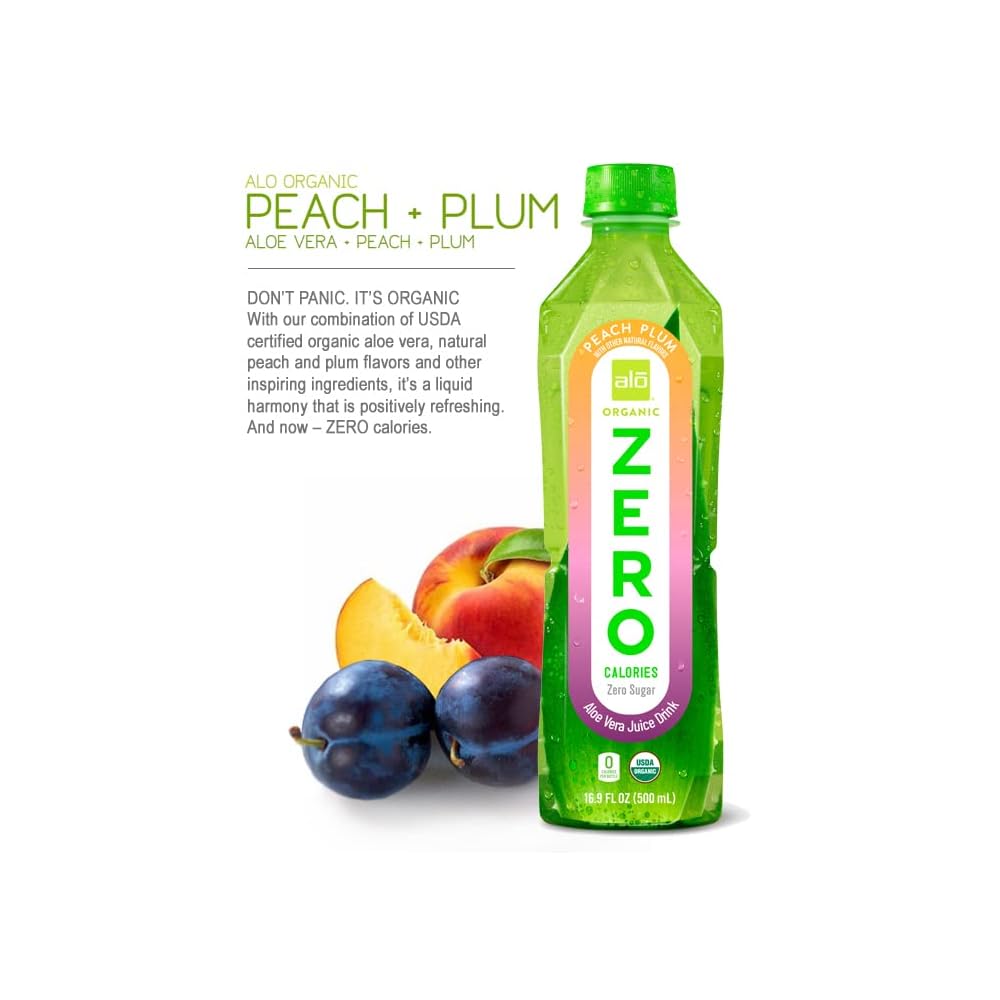 ALO ORGANIC ZERO Aloe Vera Juice, Peach + Plum | Italy | Ubuy
