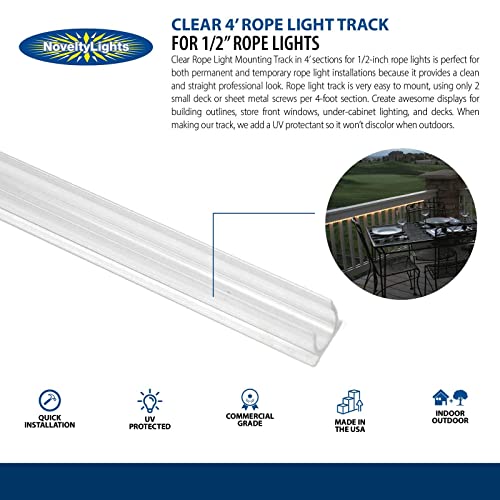 Novelty Lights Rope Light Track - 1/2" 4 Foot Decorative Lights Pvc Plastic Mount - Light Rope Wall Hanger For Holiday, Patio & Restaurant Decor - (Clear, 10 Pack) #TOP4