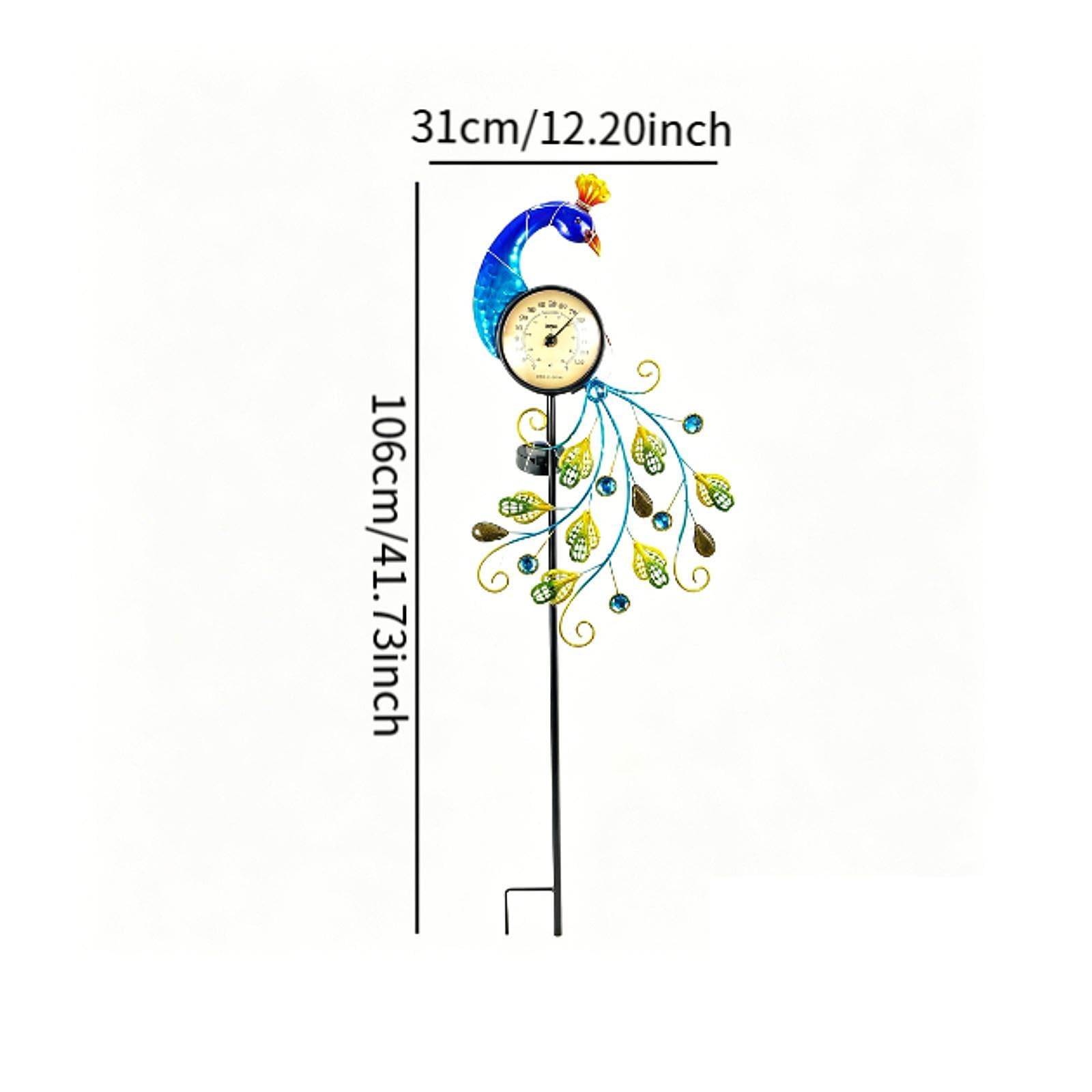 Termometro Da Esterno per Giardino con Luci Solari, in Ferro, con Grazioso in Metallo Alto 107 Cm (42") per Portico, Balcone E Prato.