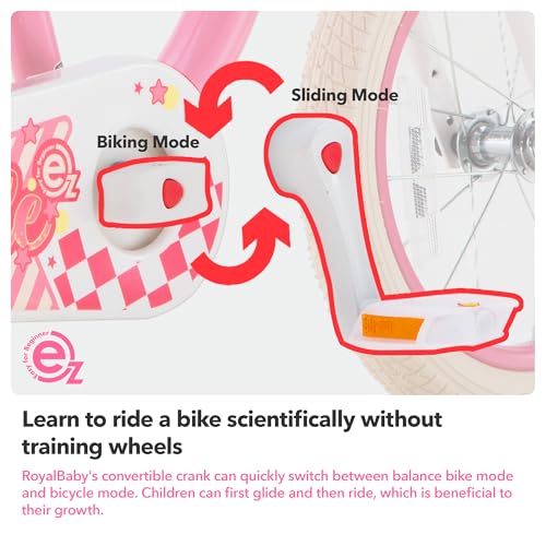 RoyalBaby Girls Bike Belle EZ Kids Bike, Balance and Pedal Bicycle, 18 Inch Wheel for Age 5-8 Years Toddlers to Big Kids, Pink by RoyalBaby - Image 2