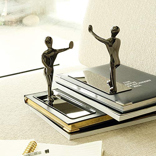 Kung Fu Man, fermalibri in acciaio inox, alla moda, resistente, organizer per libri, per scuola, casa, ufficio, biblioteca, regali per letteri (Nero)