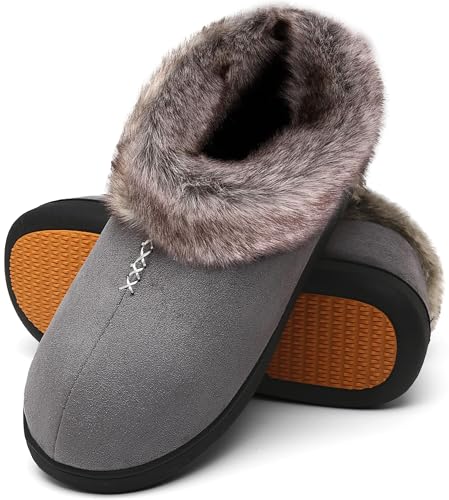 Mishansha Zapatillas Casa Mujer Invierno Pantuflas Mujer Invierno Zapatillas de Estar por Casa Cerradas Calientes Women Slippers Gris,Gr.39 EU
