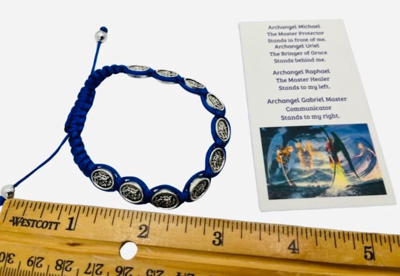 Miniatura 2 de Westmon Works St Michael Bracelet Blue Paracord and Metal Charms with Prayer Card Archangel Saint Gift Set
